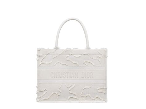 Small White Camouflage Embroidered Dior Book Tote with 